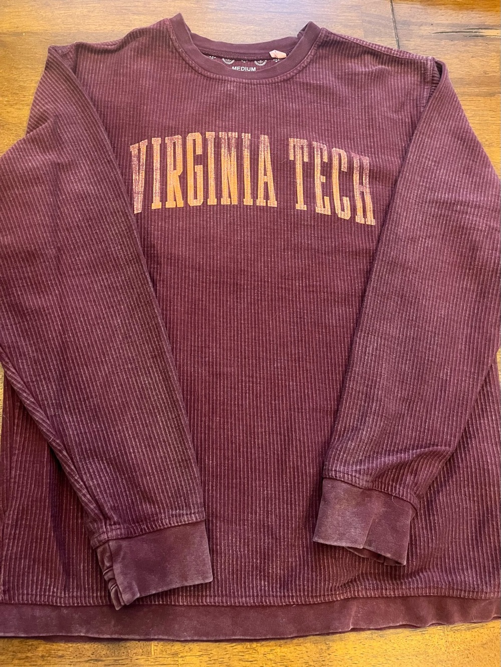 New without Tags Virginia Tech Maroon Corded Crewneck Sweatshirt